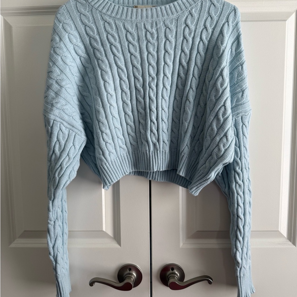 Altar'd State Sky Blue Cable Knit Top
